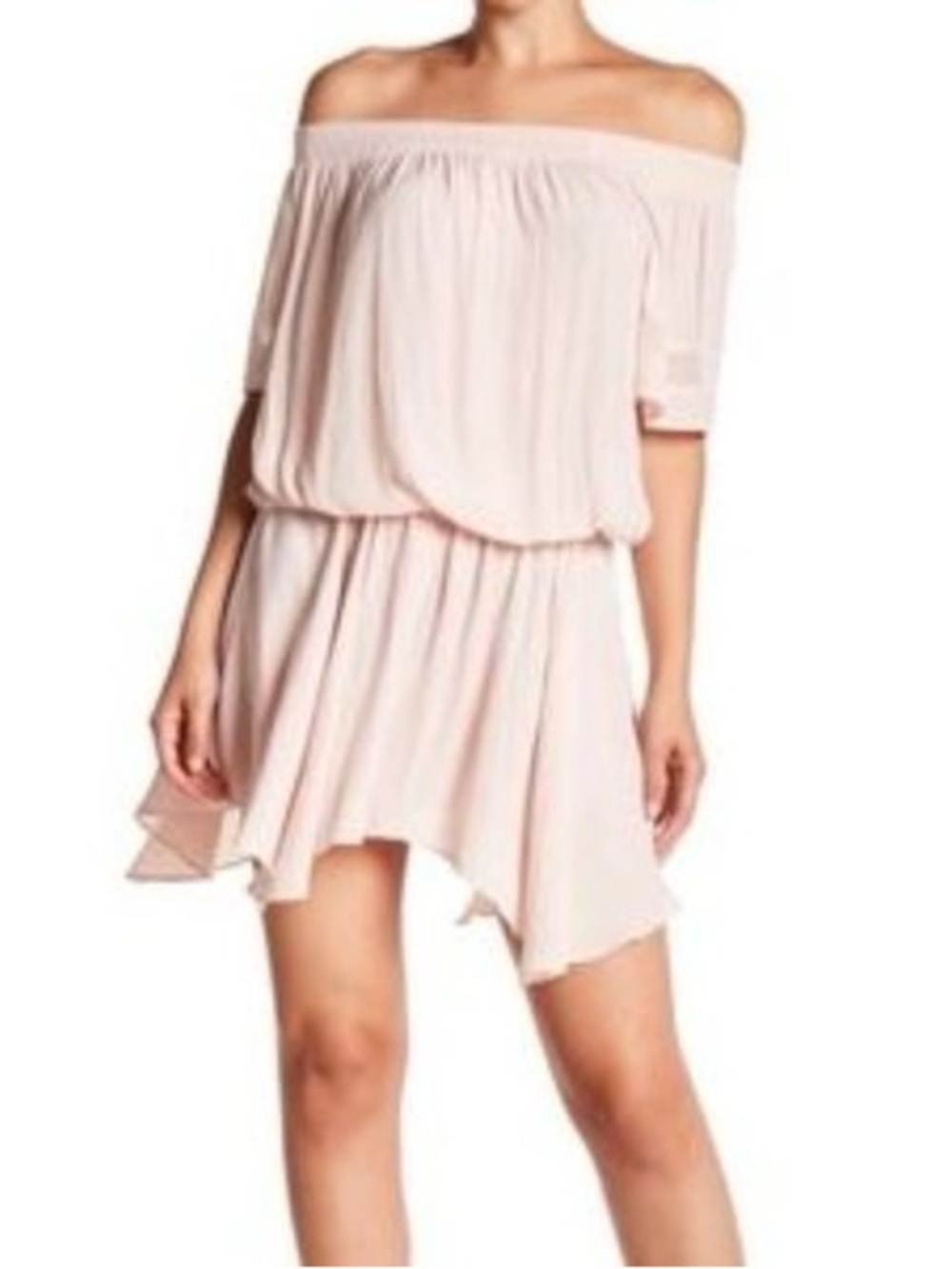 Ramy Brook Jessica Off The Shoulder Pale Pink Mini Dress Size Medium